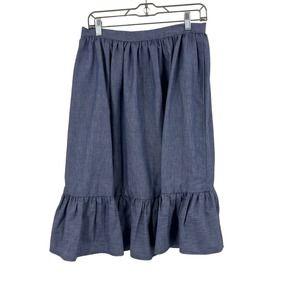 Vintage Handmade Denim Coloring Ruffle Western Dancing Skirt Size Medium 10-12
